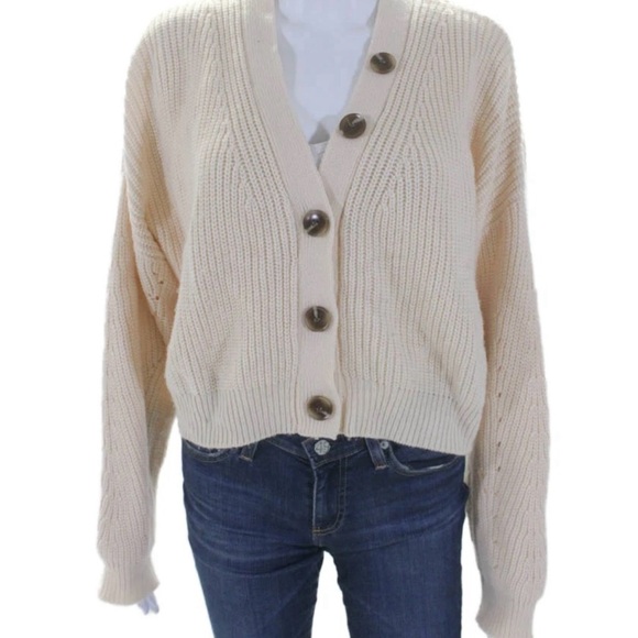 Audrey 3+1 Sweaters - Audrey 3+1 Cream Button-Up Cardigan Size M/L